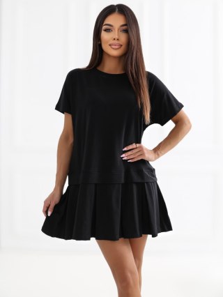 Czarna bawełniana sukienka oversize mini RUE PARIS