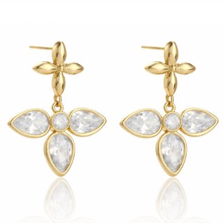 Kolczyki ze stali szlachetnej platerowane 14k złotem, z cyrkoniami KST3153