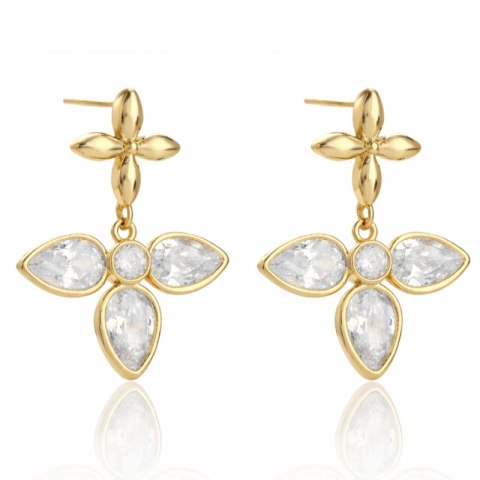 Kolczyki ze stali szlachetnej platerowane 14k złotem, z cyrkoniami KST3153