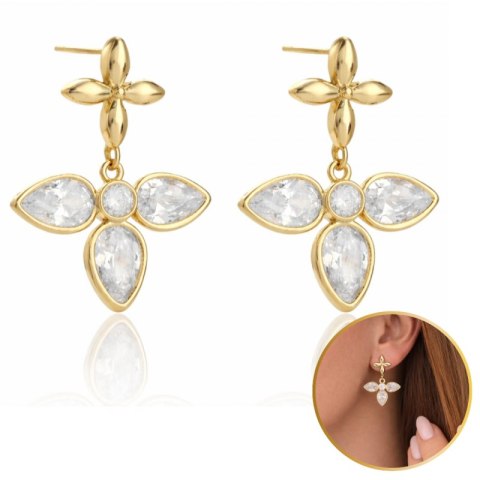 Kolczyki ze stali szlachetnej platerowane 14k złotem, z cyrkoniami KST3153