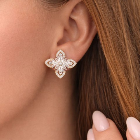 Kolczyki ze stali szlachetnej platerowane 14k złotem, z cyrkoniami KST3155