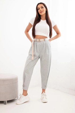 Spodnie Summer Punto szary melanż z zapięciem na nogawkach