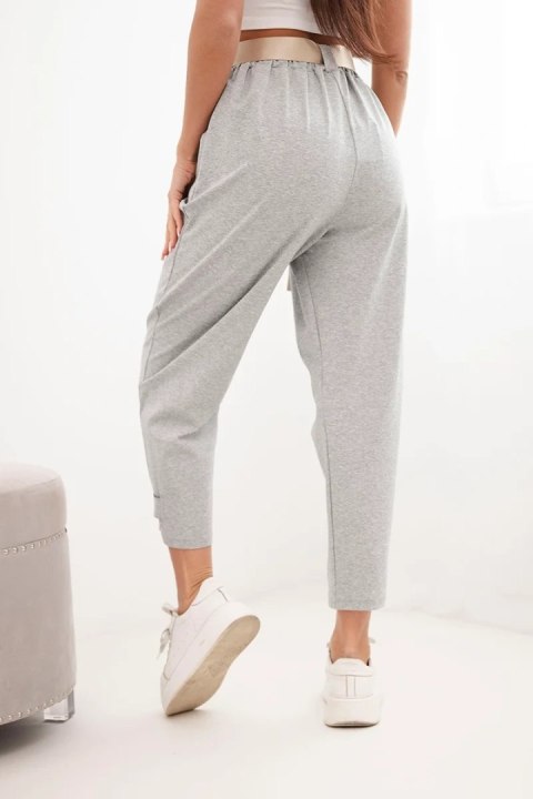 Spodnie Summer Punto szary melanż z zapięciem na nogawkach