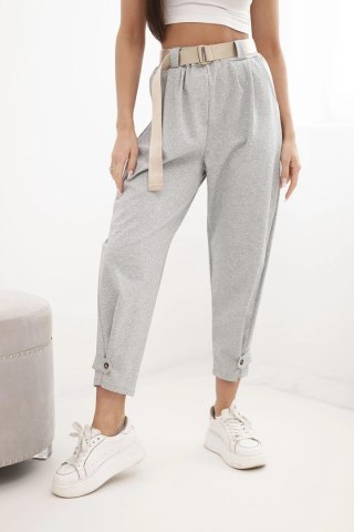 Spodnie Summer Punto szary melanż z zapięciem na nogawkach