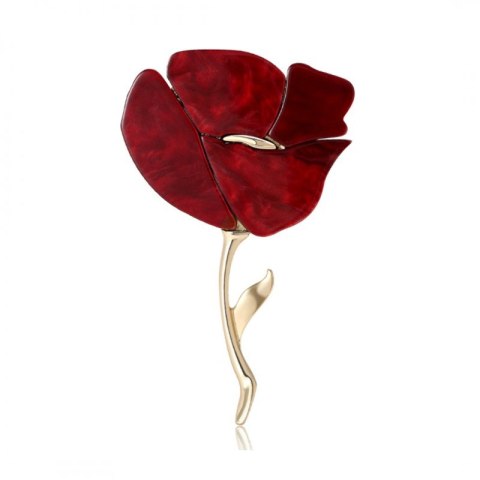 Broszka ozdobna - bordowy mak, złoto BZ224
