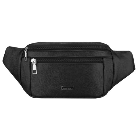 Czarna nerka męska wykonana ze skóry naturalnej, jednokomorowa - Rovicky