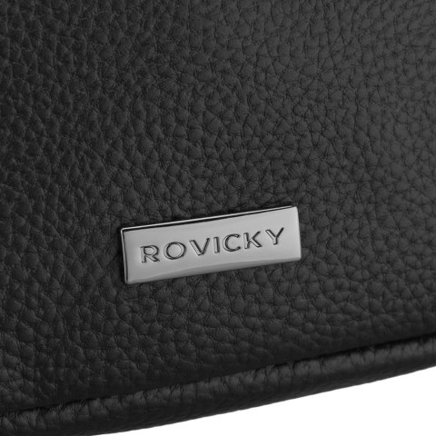 Czarna nerka męska wykonana ze skóry naturalnej, jednokomorowa - Rovicky