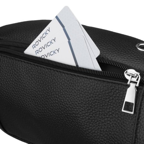 Czarna nerka męska wykonana ze skóry naturalnej, jednokomorowa - Rovicky