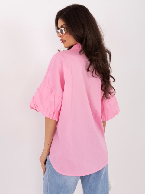 modna koszula damska różowa z falbanami Italy Moda