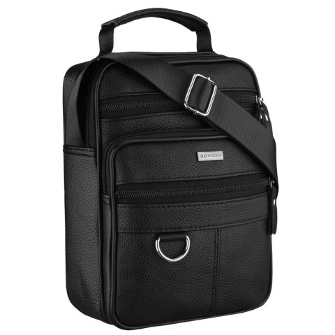 Listonoszka męska wykonana ze skóry naturalnej w czarnym kolorze - Rovicky