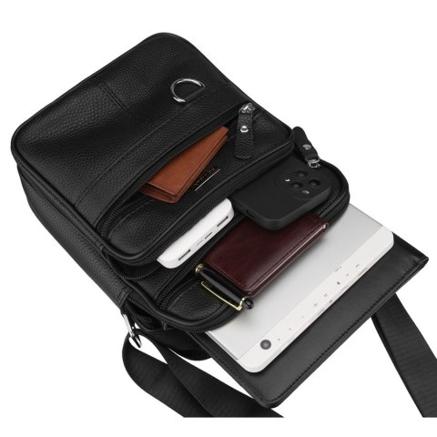 Listonoszka męska wykonana ze skóry naturalnej w czarnym kolorze - Rovicky