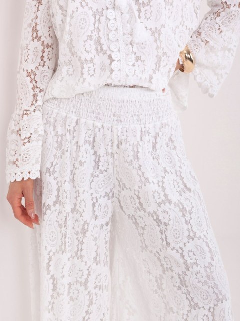 spodnie palazzo damskie białe koronka styl boho lato