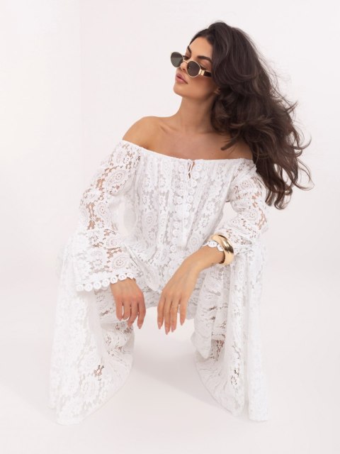 lekkie spodnie bawełniane damskie białe koronka na lato