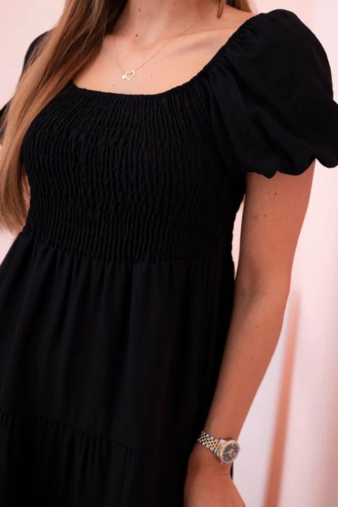 sukienka midi czarna romantyczna fason