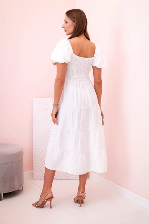 sukienka damska ecru rozkloszowana stylizacja