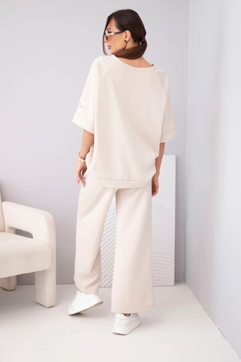 Komplet damski ciemny beż oversize z miękkiego materiału