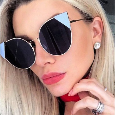 OKULARY LUSTRZANE CAT TRIANGLE - NIEBIESKIE OK85WZ4