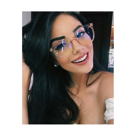 OKULARY plastikowe "ZERÓWKI" transparentne OK202R róż