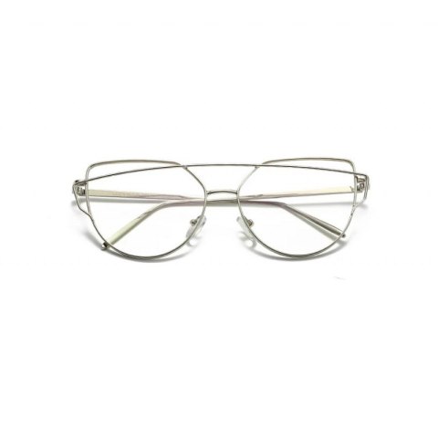 Okulary zerówki GLAM ROCK FASHION Srebrne Oprawki OK21WZ11