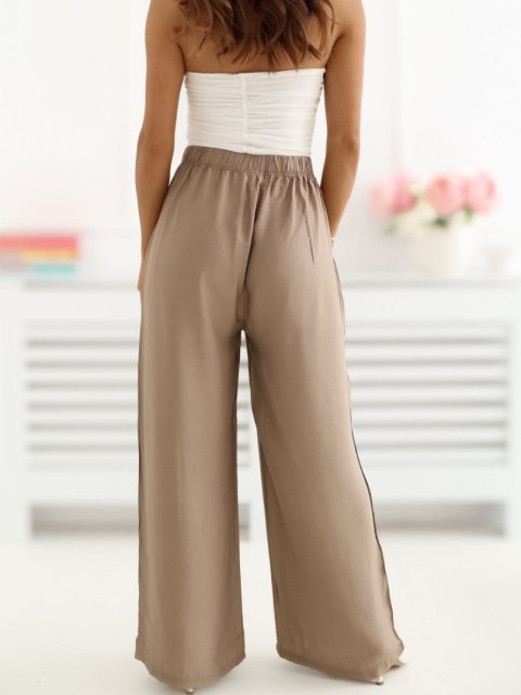 eleganckie spodnie damskie beżowe z wiązaniem