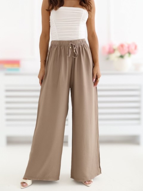 spodnie wide leg beżowe styl casual outfit