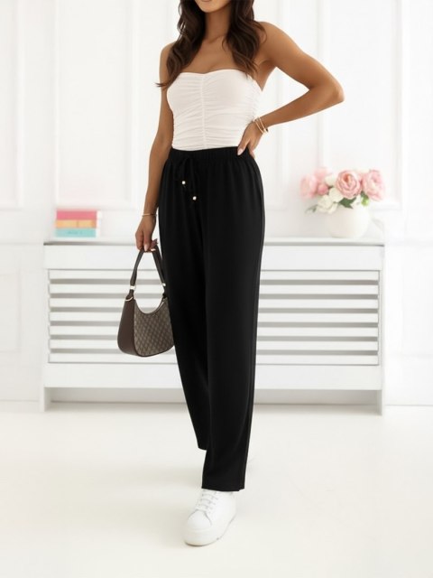 spodnie damskie czarne szerokie nogawki stylizacja lato