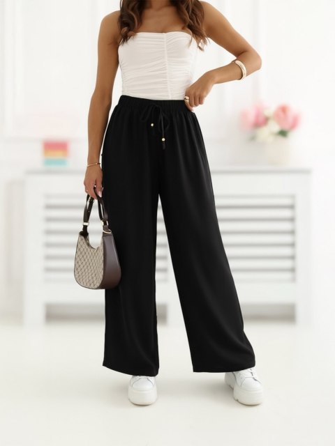spodnie wide leg czarne styl casual outfit