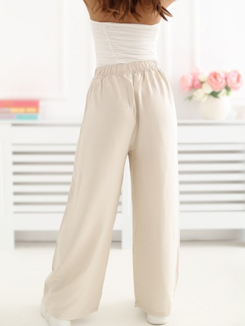 spodnie damskie jasne szerokie nogawki stylizacja lato