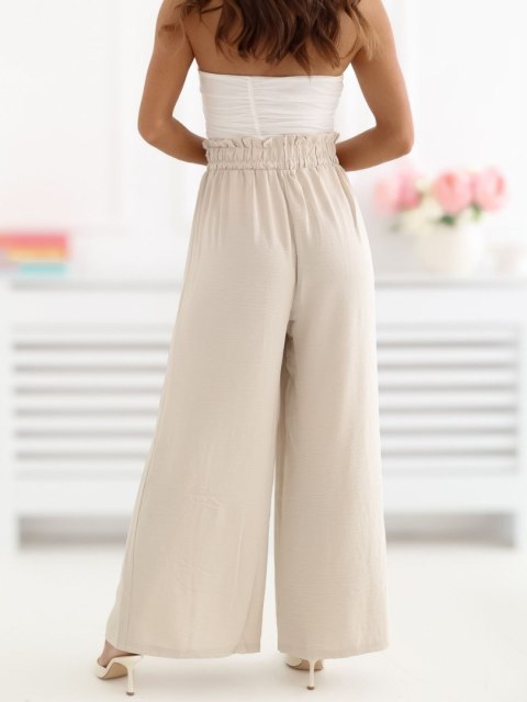 eleganckie spodnie damskie beżowe na lato