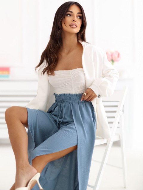 spodnie damskie niebieskie wiskozowe luźne styl boho