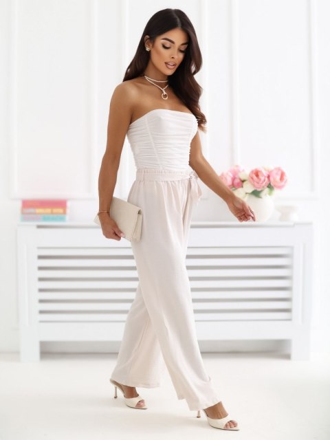 spodnie damskie jasne szerokie nogawki stylizacja lato