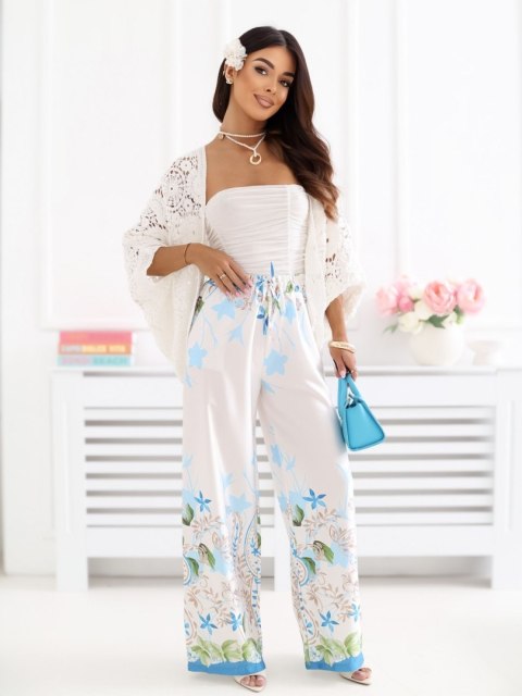 lekki sweter damski ecru ażurowy stylizacja