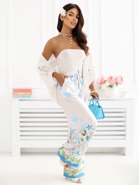 lekki sweter damski ecru bawełniany ażurowy na lato