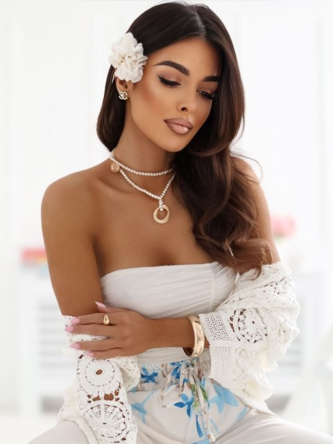 sweter damski ecru narzutka ażurowa na lato styl boho