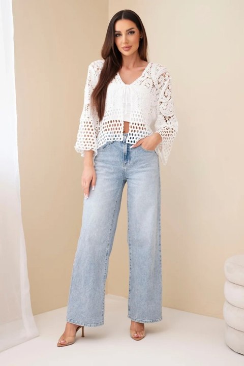 sweter ażurowy biały damski styl boho