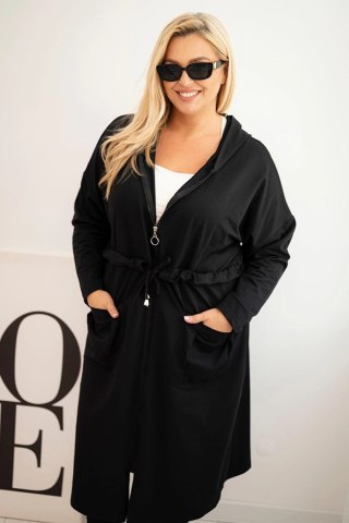 Bluza damska bawełniana Plus Size z kapturem i kieszeniami czarna