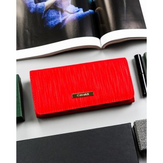 Duży, klasyczny, czerwony portfel damski ze skóry ekologicznej - 4U CAVALDI