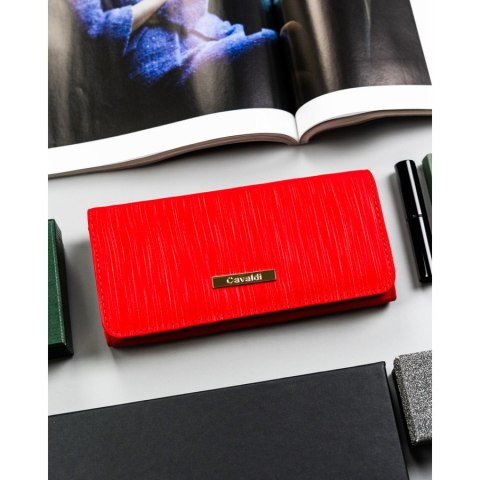 Duży, klasyczny, czerwony portfel damski ze skóry ekologicznej - 4U CAVALDI
