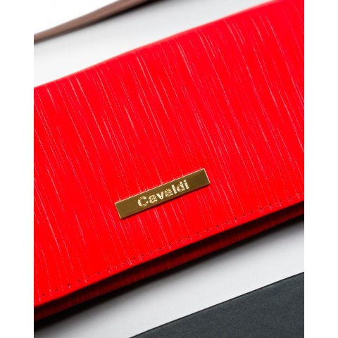 Duży, klasyczny, czerwony portfel damski ze skóry ekologicznej - 4U CAVALDI