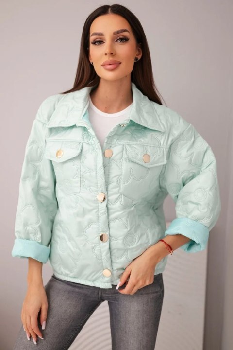 miętowa kurtka damska pikowana wiosenna oversize