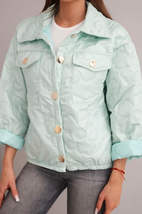 kurtka wiosenna damska pikowana jasno miętowa outfit