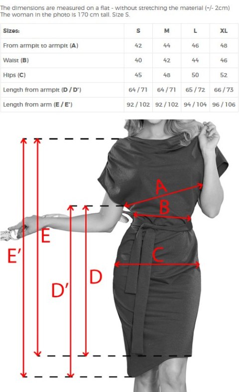 240-7 ROXI sukienka z asymetryczną spódnicą i paskiem - KHAKI - XL