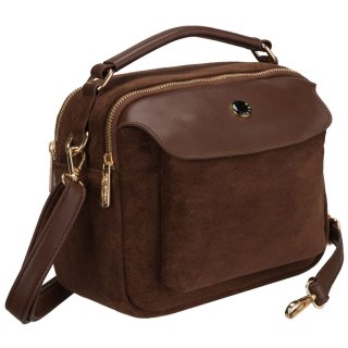 Brązowa listonoszka damska mała torebka na ramię lub do ręki modna ze skóry ekologicznej - Peterson