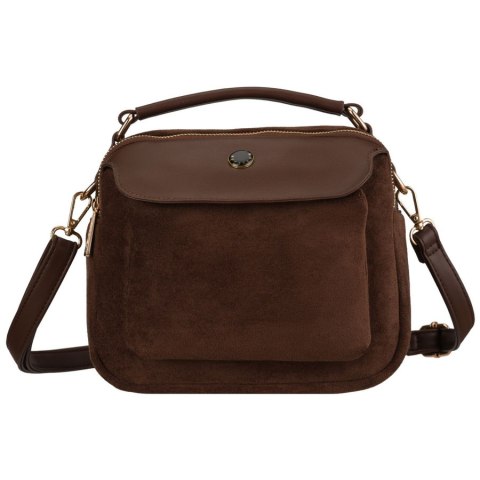 Brązowa listonoszka damska mała torebka na ramię lub do ręki modna ze skóry ekologicznej - Peterson