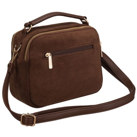 Brązowa listonoszka damska mała torebka na ramię lub do ręki modna ze skóry ekologicznej - Peterson