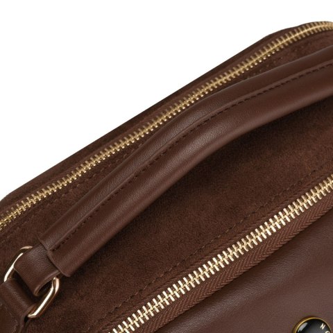 Brązowa listonoszka damska mała torebka na ramię lub do ręki modna ze skóry ekologicznej - Peterson