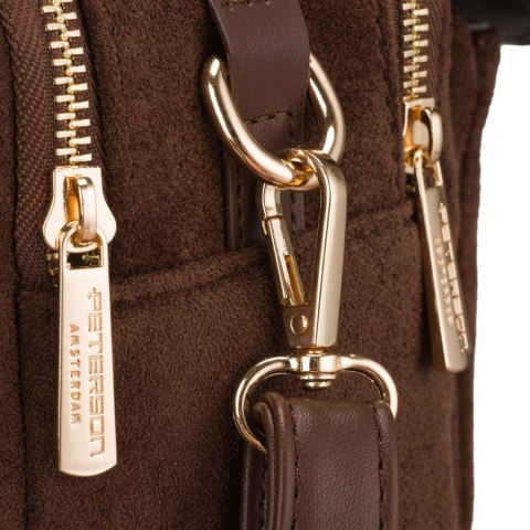 Brązowa listonoszka damska mała torebka na ramię lub do ręki modna ze skóry ekologicznej - Peterson