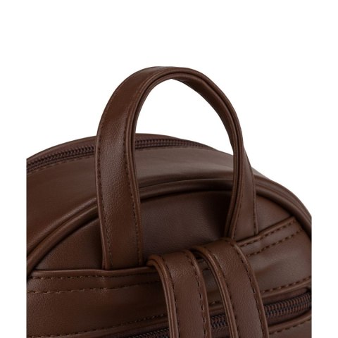 Brązowy mały plecak damski mini plecaczek ze skóry ekologicznej modny na suwak - Peterson