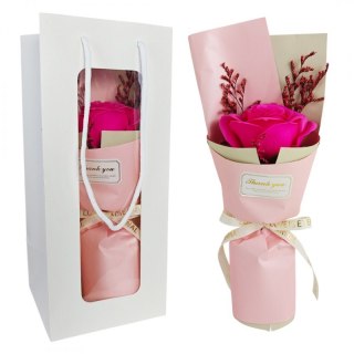 Bukiet zapachowa mydlana róża w ozdobnym pudełku z suszonymi kwiatami BUK11F