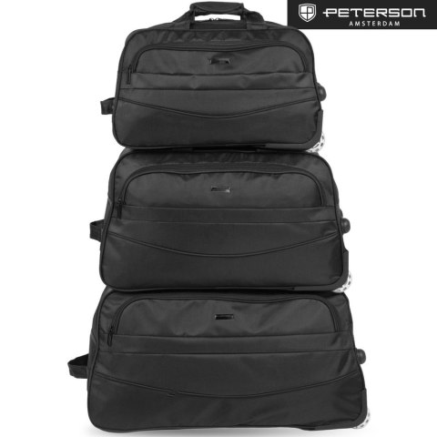 Czarna duża torba podróżna bagaż turystyczny na kółkach uchwyt teleskopowy torba weekendowa - Peterson